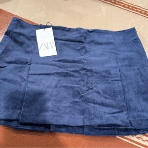 Zara Navy Corduroy Mini Skirt